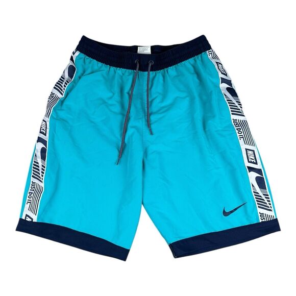 Nike Men's Stripe Breaker 9" Volley Shorts In Game Oracle Aqua/Blue-Size Medium - Picture 1 of 8